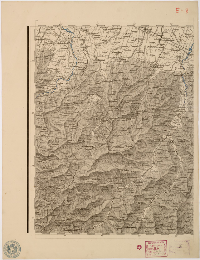 (N:8007) CARTA TOPOGRAFICA DELLE PROVINCIE LOMBARDO VENETO... - E8 Foglio 2 (B0007792) Carte e stampe antiche: riproduzione a colori su carta (formato A2)