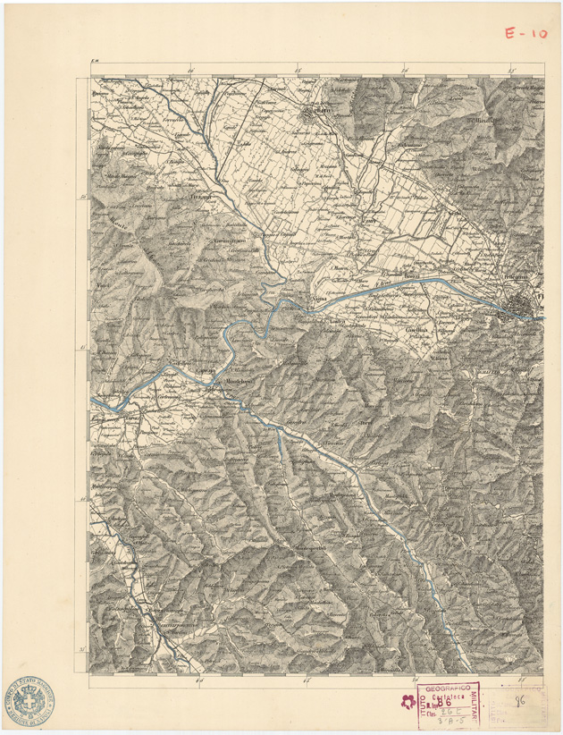 (N:7992) CARTA TOPOGRAFICA DELLE PROVINCIE LOMBARDO VENETO... - E10 Foglio 1 (B0007795) Carte e stampe antiche: riproduzione a colori su carta (formato A2)