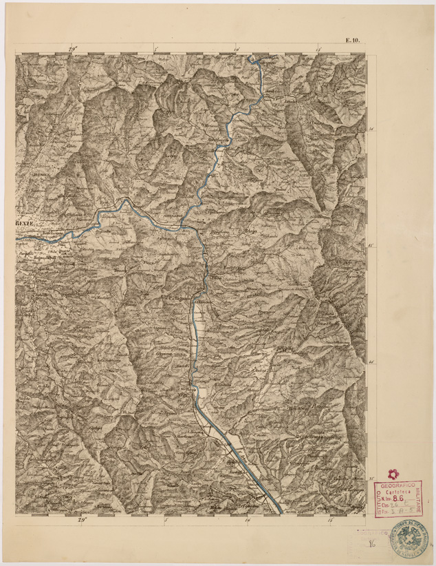 (N:7993) CARTA TOPOGRAFICA DELLE PROVINCIE LOMBARDO VENETO... - E10 Foglio 2 (B0007796) Carte e stampe antiche: riproduzione a colori su carta (formato A2)