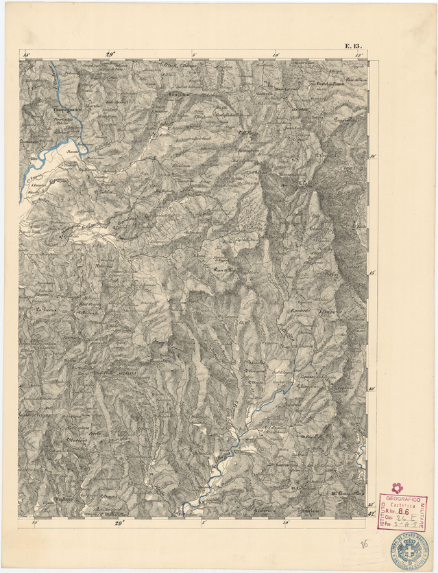 (N:7998) CARTA TOPOGRAFICA DELLE PROVINCIE LOMBARDO VENETO... -E13 Foglio 1 (B0007801) Carte e stampe antiche: riproduzione a colori su carta (formato A2)