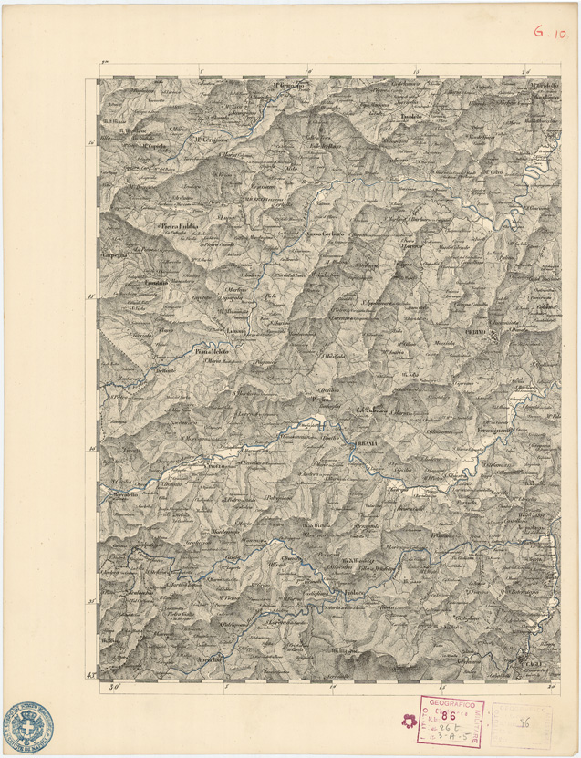 (N:8032) CARTA TOPOGRAFICA DELLE PROVINCIE LOMBARDO VENETO... - G 10 Foglio 1 (B0007829) Carte e stampe antiche: riproduzione a colori su carta (formato A2)
