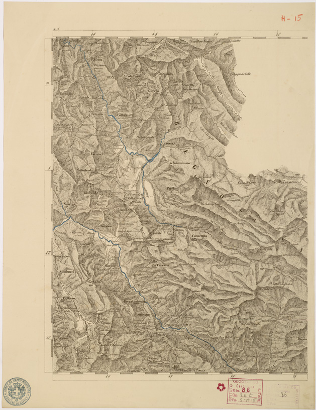 (N:8061) CARTA TOPOGRAFICA DELLE PROVINCIE LOMBARDO VENETO... - H 15 Foglio 2 (B0007854) Carte e stampe antiche: riproduzione a colori su carta (formato A2)