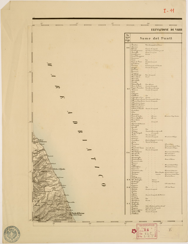 (N:8066) CARTA TOPOGRAFICA DELLE PROVINCIE LOMBARDO VENETO... - I 11 Foglio 1 (B0007861) Carte e stampe antiche: riproduzione a colori su carta (formato A2)