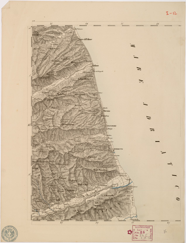 (N:8069) CARTA TOPOGRAFICA DELLE PROVINCIE LOMBARDO VENETO... - I 12 Foglio 2 (B0007864) Carte e stampe antiche: riproduzione a colori su carta (formato A2)
