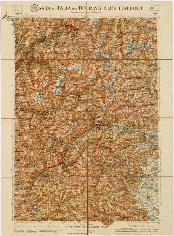 (N:1268) CARTA D'ITALIA DEL TOURING CLUB ITALIANO - Foglio 8 SUSA (B0007906) Carte e stampe antiche: riproduzione a colori su carta (formato A2)
