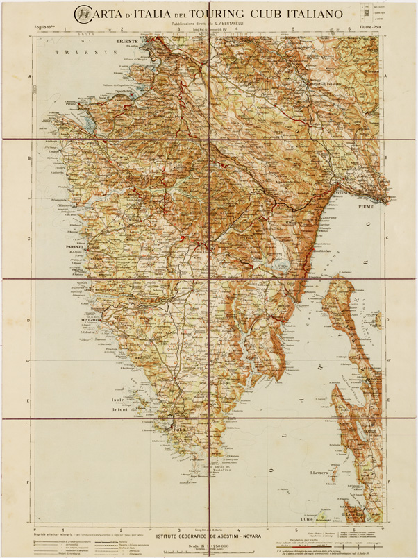 (N:1215) CARTA D'ITALIA DEL TOURING CLUB ITALIANO - Foglio 13 BIS FIUME - POLA (B0007912) Carte e stampe antiche: riproduzione a colori su carta (formato A2)