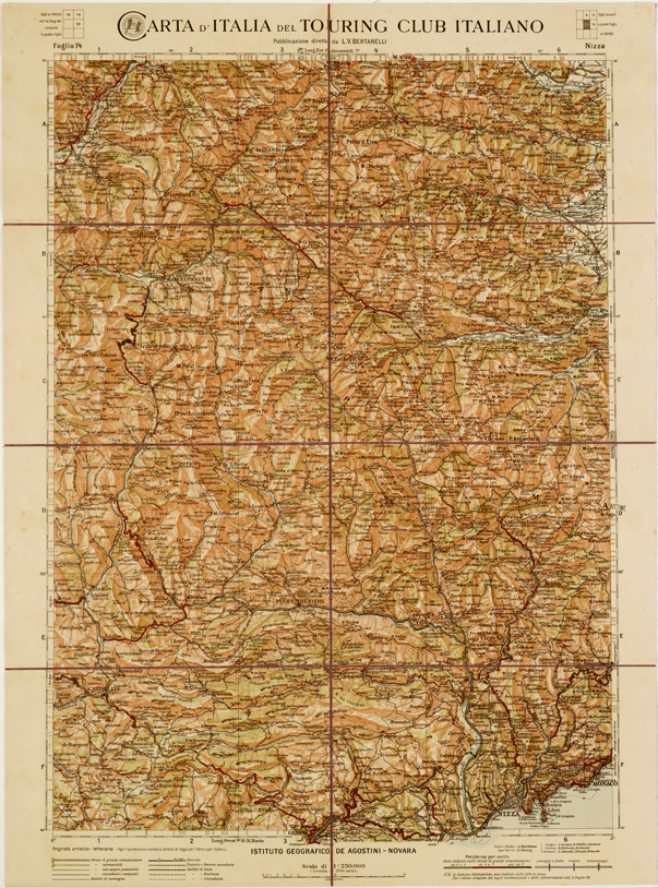 (N:1217) CARTA D'ITALIA DEL TOURING CLUB ITALIANO - Foglio 14 NIZZA (B0007913) Carte e stampe antiche: riproduzione a colori su carta (formato A2)