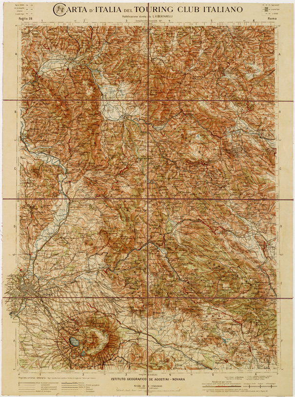 (N:1233) CARTA D'ITALIA DEL TOURING CLUB ITALIANO - Foglio 28 ROMA (B0007928) Carte e stampe antiche: riproduzione a colori su carta (formato A2)
