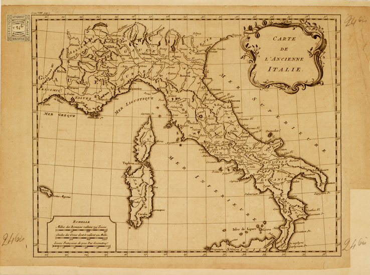 (N:11157) CARTE DE L'ANCIENNE ITALIE (B0007979) Carte e stampe antiche: riproduzione a colori su carta (formato A2)