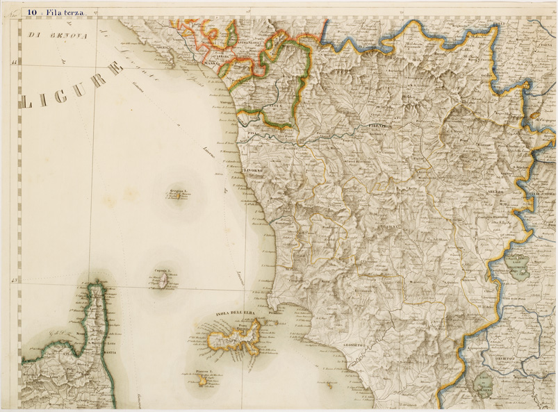 (N:10424) GRAN CARTA D'ITALIA DISEGNATA ED INCISA COLLA SCORTA DELLE OPERE PIU' RECENTI ED ACCREDITATE DI GEOGRAFIA PUBBLICATA PER CURA DI G. CIVELLI E COMP. ... - Foglio 10 (B0008226) Carte e stampe antiche: riproduzione a colori su carta (formato A2)
