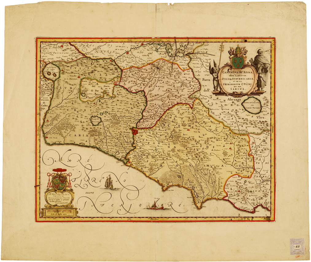 (N:480) CAMPAGNA DI ROMA OLIM LATIUM:TUSCIA SUBURBICARIA ET IN EA PATRIMONIUM S. PETRI NEC NON SABINA (B0008261) Carte e stampe antiche: riproduzione a colori su carta (formato A2)