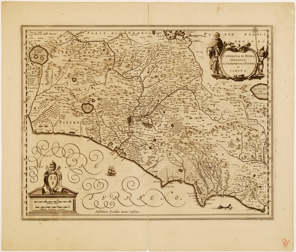 (N:13222) CARTE VARIE TRATTE DALL'ATLANTE DI GIOVANNI JANNSON - CAMPAGNA DI ROMA; OLIM LATIUM: PATRIMONIO DI S. PIETRO ET SABINA. AMSTELODAMI EXCUDEBAT JOANNES JANSSONIUS - Tavola 2-8 (B0008262) Carte e stampe antiche: riproduzione a colori su carta (formato A2)