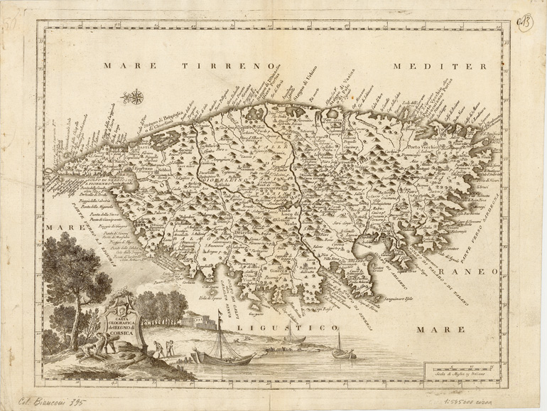 (N:8595) CARTE GEOGRAFICHE DI VARIE REGIONI D'ITALIA SIMILI A QUELLE PUBBLICATE NELLE OPERE DEL SALMO DI GEOGRAFIA IN VENEZIA, 1757 - Tavola 13 - Carta geografica del Regno di Corsica (B0008286) Carte e stampe antiche: riproduzione a colori su carta (formato A2)