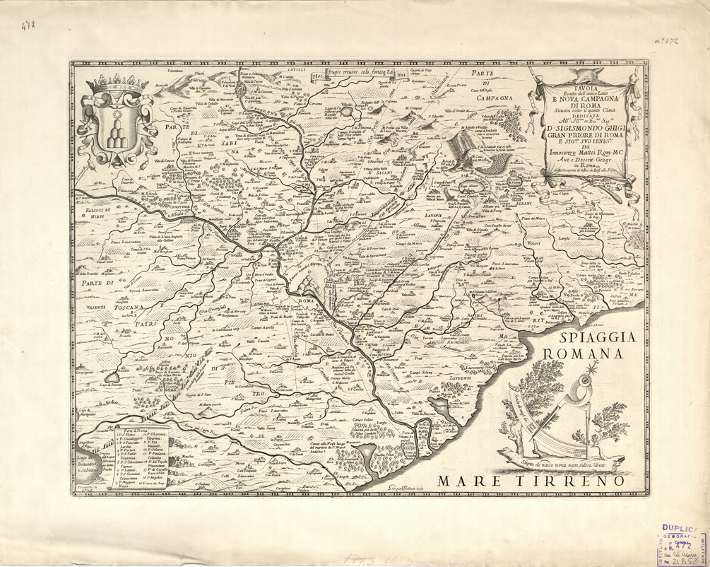 (N:16421) Tavola ESATTA DELL'ANTICO LATIO E NOVA CAMPAGNA DI ROMA... (B0008342) Carte e stampe antiche: riproduzione a colori su carta (formato A2)