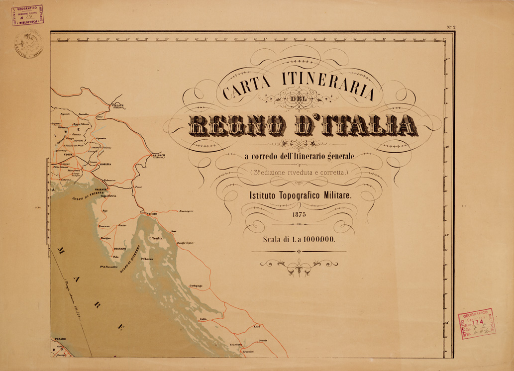 (N:5488) CARTA ITINERARIA DEL REGNO D'ITALIA A CORREDO DELL' ITINERARIO GENERALE (3^ EDIZIONE RIVEDUTA E CORRETTA). ISTITUTO TOPOGRAFICO MILITARE - Foglio 2 (B0008388) Carte e stampe antiche: riproduzione a colori su carta (formato A2)