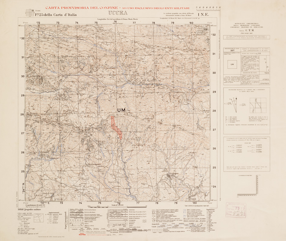 (N:5804) CARTA PROVVISORIA DEL CONFINE... - Uccea (B0008452) Carte e stampe antiche: riproduzione a colori su carta (formato A2)