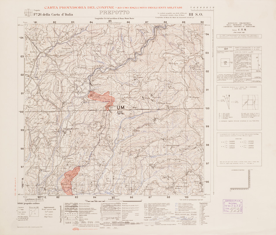 (N:5805) CARTA PROVVISORIA DEL CONFINE... - Prepotto (B0008454) Carte e stampe antiche: riproduzione a colori su carta (formato A2)