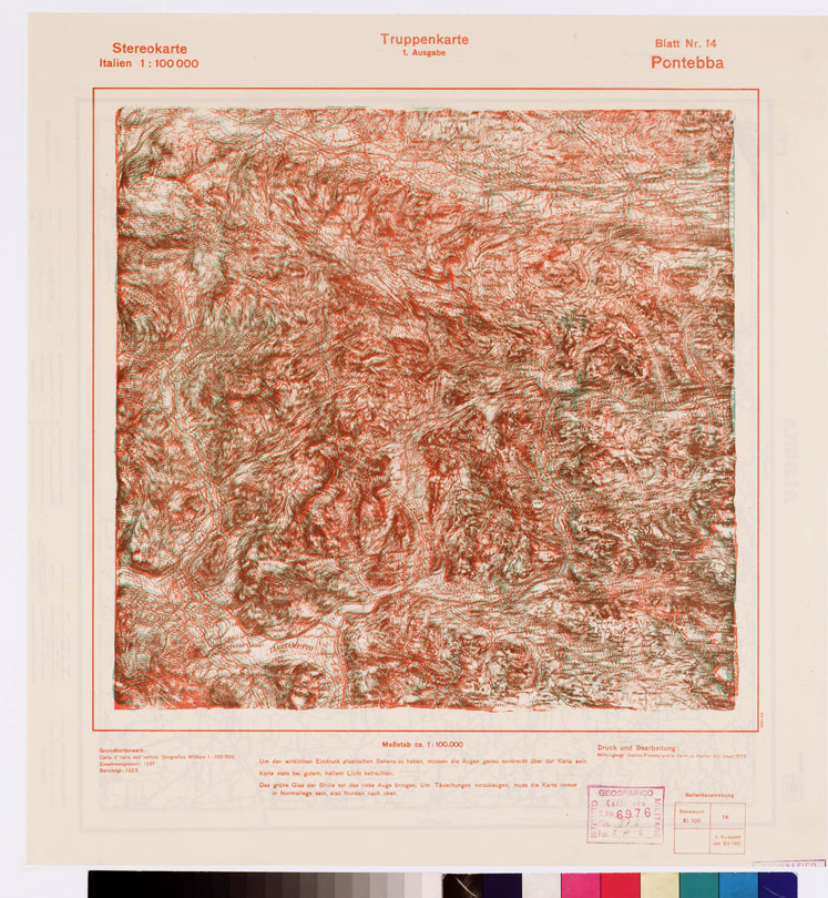 (N:8869) TRUPPENKARTE - STEREOKARTE - (CARTA STEREOSCOPICA PER USO MILITARE) - Foglio 14 - Pontebba (B0008549) Carte e stampe antiche: riproduzione a colori su carta (formato A2)