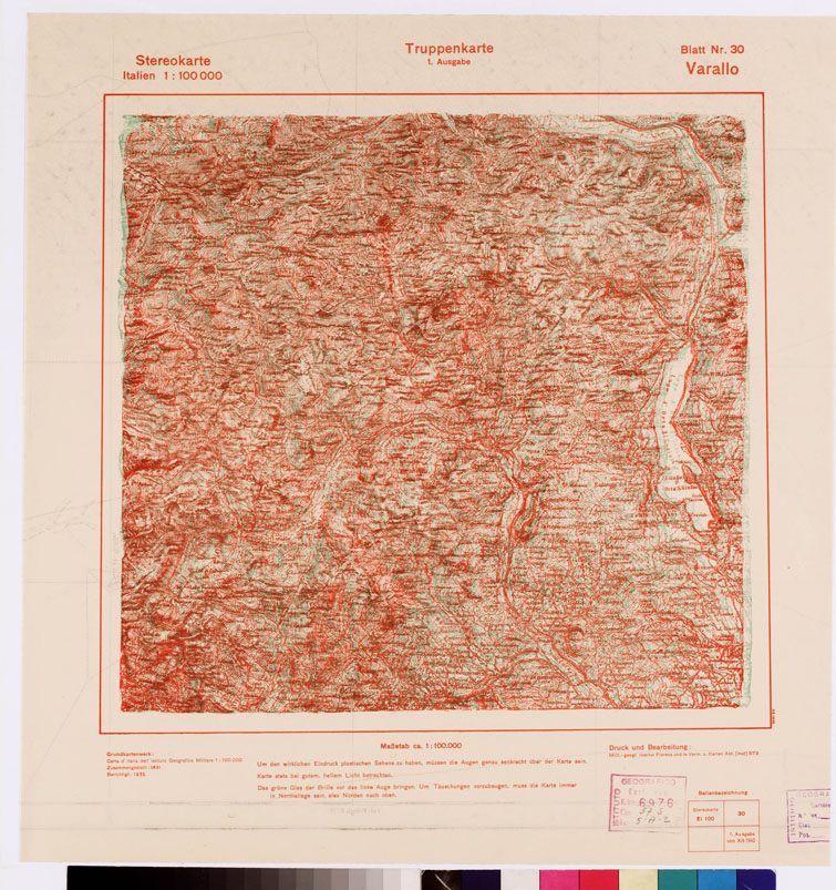 (N:8830) TRUPPENKARTE - STEREOKARTE - (CARTA STEREOSCOPICA PER USO MILITARE) - Foglio 30 - Varallo (B0008565) Carte e stampe antiche: riproduzione a colori su carta (formato A2)