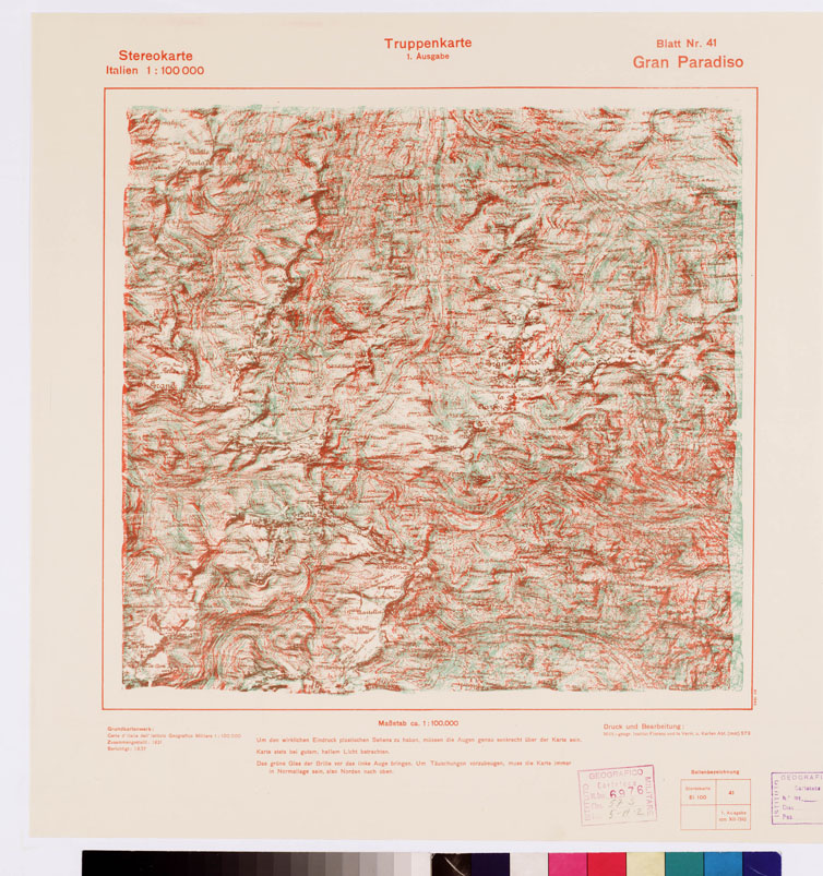 (N:8814) TRUPPENKARTE - STEREOKARTE - (CARTA STEREOSCOPICA PER USO MILITARE) - Foglio 41 - Gran Paradiso (B0008578) Carte e stampe antiche: riproduzione a colori su carta (formato A2)
