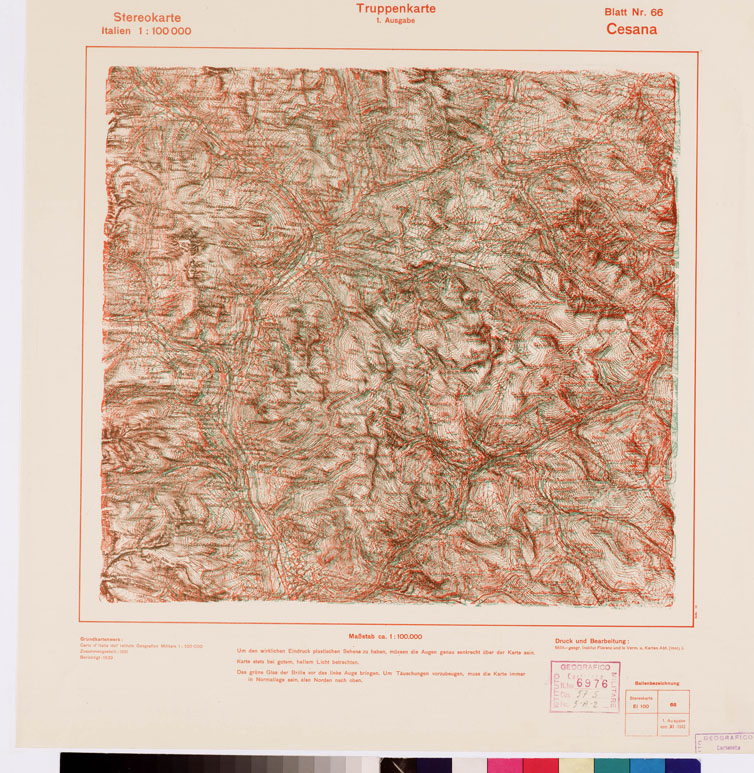 (N:8796) TRUPPENKARTE - STEREOKARTE - (CARTA STEREOSCOPICA PER USO MILITARE) - Foglio 66 - Cesana (B0008594) Carte e stampe antiche: riproduzione a colori su carta (formato A2)