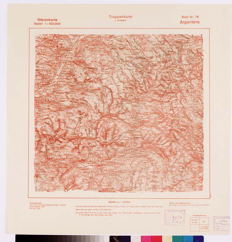 (N:8652) TRUPPENKARTE - STEREOKARTE - (CARTA STEREOSCOPICA PER USO MILITARE) - Foglio 78 - Argentera (B0008605) Carte e stampe antiche: riproduzione a colori su carta (formato A2)