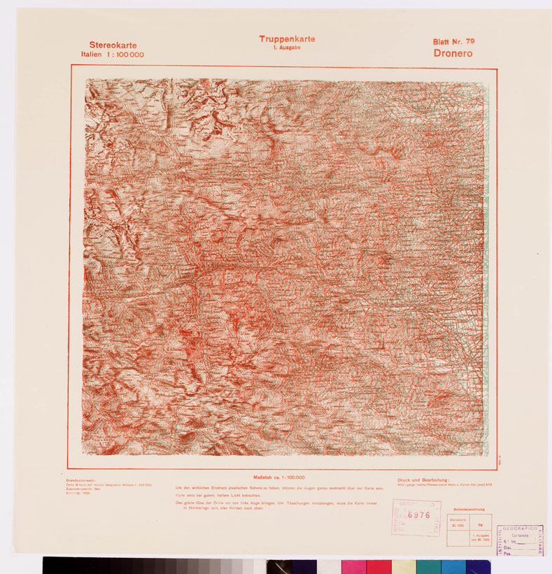 (N:8651) TRUPPENKARTE - STEREOKARTE - (CARTA STEREOSCOPICA PER USO MILITARE) - Foglio 79 - Dronero (B0008606) Carte e stampe antiche: riproduzione a colori su carta (formato A2)