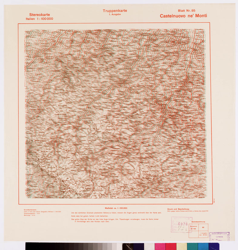 (N:10681) TRUPPENKARTE - STEREOKARTE - (CARTA STEREOSCOPICA PER USO MILITARE) - Foglio 85 - Castelnuovo n Monti (B0008612) Carte e stampe antiche: riproduzione a colori su carta (formato A2)