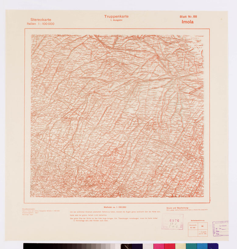 (N:11404) TRUPPENKARTE - STEREOKARTE - (CARTA STEREOSCOPICA PER USO MILITARE) - Foglio 88 - Imola (B0008615) Carte e stampe antiche: riproduzione a colori su carta (formato A2)