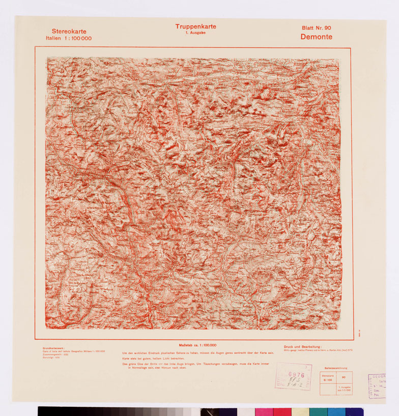 (N:12882) TRUPPENKARTE - STEREOKARTE - (CARTA STEREOSCOPICA PER USO MILITARE) - Foglio 90 - Demonte (B0008618) Carte e stampe antiche: riproduzione a colori su carta (formato A2)