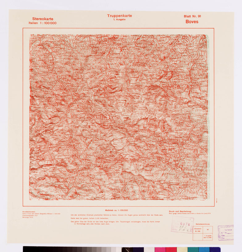 (N:12885) TRUPPENKARTE - STEREOKARTE - (CARTA STEREOSCOPICA PER USO MILITARE) - Foglio 91 - Boves (B0008619) Carte e stampe antiche: riproduzione a colori su carta (formato A2)