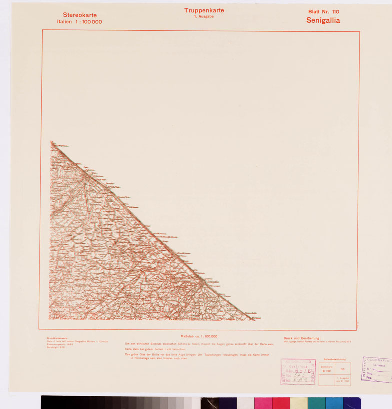 (N:9492) TRUPPENKARTE - STEREOKARTE - (CARTA STEREOSCOPICA PER USO MILITARE) - Foglio 110 - Senigallia (B0008636) Carte e stampe antiche: riproduzione a colori su carta (formato A2)