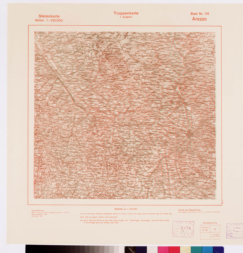 (N:9488) TRUPPENKARTE - STEREOKARTE - (CARTA STEREOSCOPICA PER USO MILITARE) - Foglio 114 - Arezzo (B0008640) Carte e stampe antiche: riproduzione a colori su carta (formato A2)