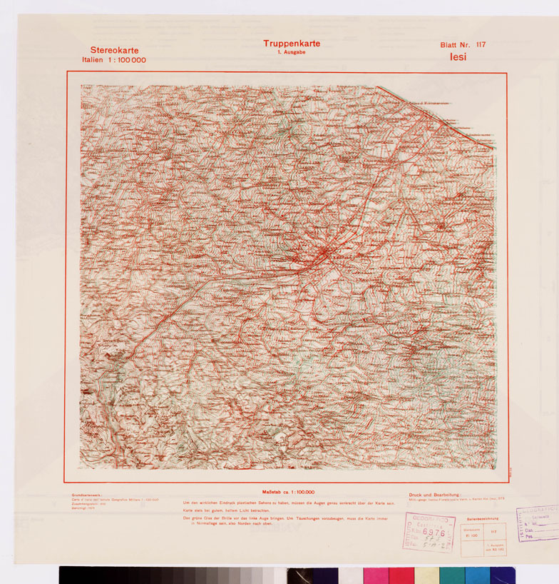 (N:9485) TRUPPENKARTE - STEREOKARTE - (CARTA STEREOSCOPICA PER USO MILITARE) - Foglio 117 - Iesi (B0008643) Carte e stampe antiche: riproduzione a colori su carta (formato A2)