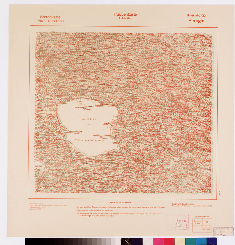(N:9355) TRUPPENKARTE - STEREOKARTE - (CARTA STEREOSCOPICA PER USO MILITARE) - Foglio 122 - Perugia (B0008647) Carte e stampe antiche: riproduzione a colori su carta (formato A2)