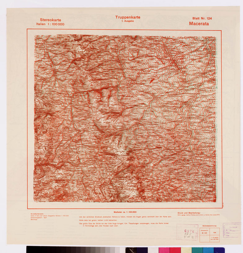 (N:9353) TRUPPENKARTE - STEREOKARTE - (CARTA STEREOSCOPICA PER USO MILITARE) - Foglio 124 - Macerata (B0008649) Carte e stampe antiche: riproduzione a colori su carta (formato A2)