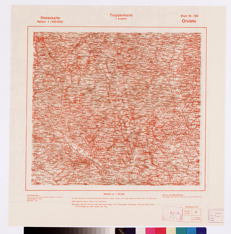 (N:8879) TRUPPENKARTE - STEREOKARTE - (CARTA STEREOSCOPICA PER USO MILITARE) - Foglio 130 - Orvieto (B0008655) Carte e stampe antiche: riproduzione a colori su carta (formato A2)