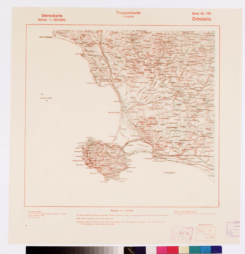 (N:8875) TRUPPENKARTE - STEREOKARTE - (CARTA STEREOSCOPICA PER USO MILITARE) - Foglio 135 - Orbetello (B0008659) Carte e stampe antiche: riproduzione a colori su carta (formato A2)