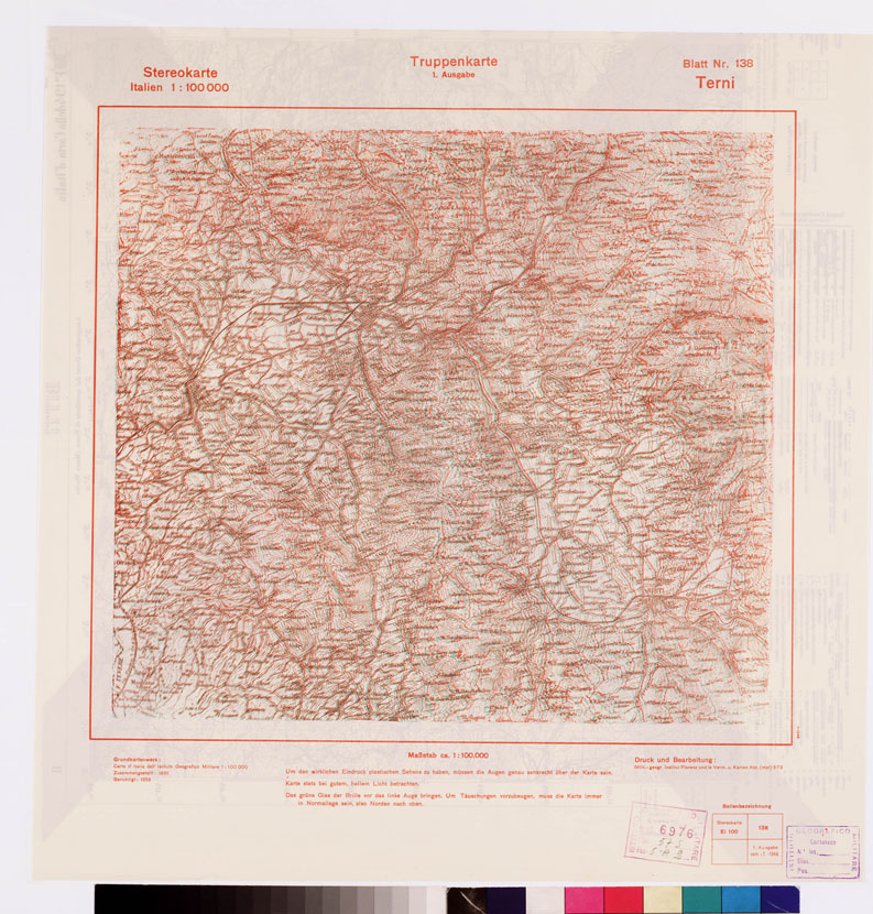 (N:8872) TRUPPENKARTE - STEREOKARTE - (CARTA STEREOSCOPICA PER USO MILITARE) - Foglio 138 - Terni (B0008662) Carte e stampe antiche: riproduzione a colori su carta (formato A2)