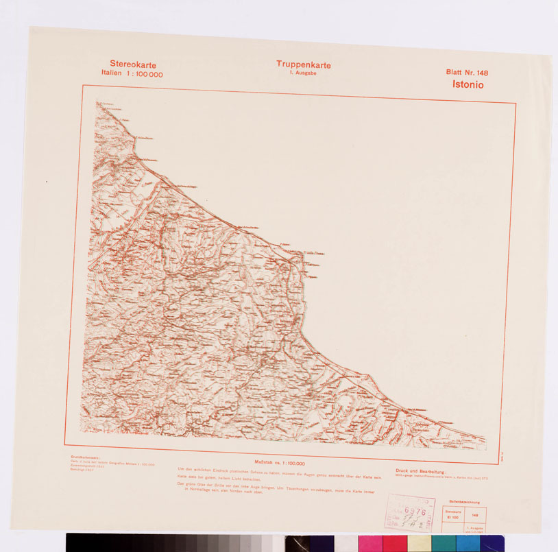(N:8860) TRUPPENKARTE - STEREOKARTE - (CARTA STEREOSCOPICA PER USO MILITARE) - Foglio 148 - Istonio (B0008672) Carte e stampe antiche: riproduzione a colori su carta (formato A2)