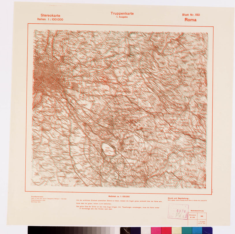 (N:8857) TRUPPENKARTE - STEREOKARTE - (CARTA STEREOSCOPICA PER USO MILITARE) - Foglio 150 - Roma (B0008674) Carte e stampe antiche: riproduzione a colori su carta (formato A2)