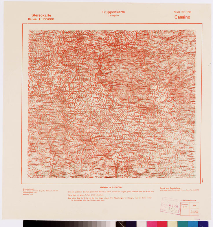 (N:8849) TRUPPENKARTE - STEREOKARTE - (CARTA STEREOSCOPICA PER USO MILITARE) - Foglio 160 - Cassino (B0008681) Carte e stampe antiche: riproduzione a colori su carta (formato A2)