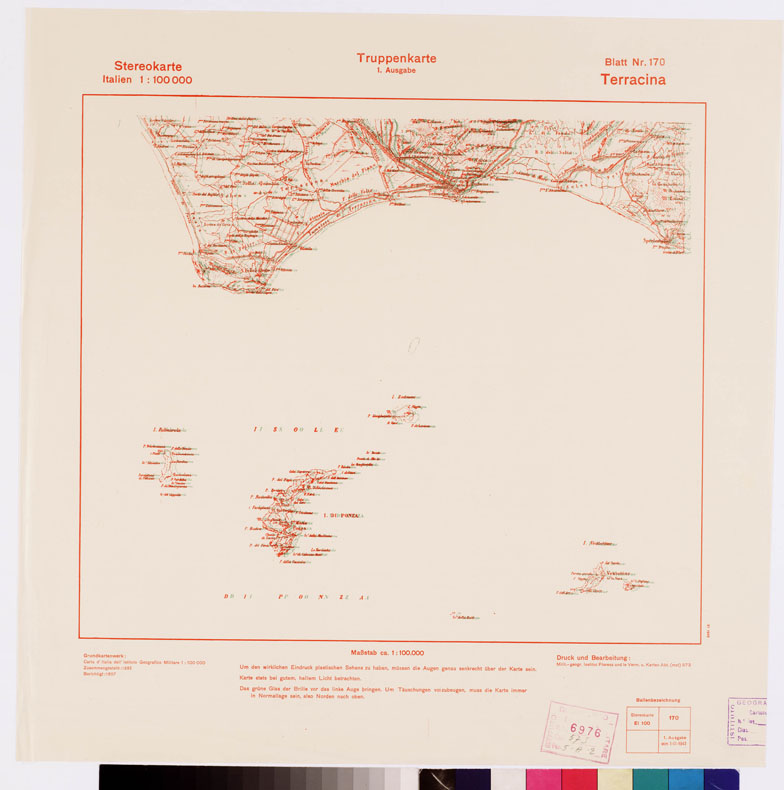 (N:8846) TRUPPENKARTE - STEREOKARTE - (CARTA STEREOSCOPICA PER USO MILITARE) - Foglio 170 - Terracina (B0008683) Carte e stampe antiche: riproduzione a colori su carta (formato A2)