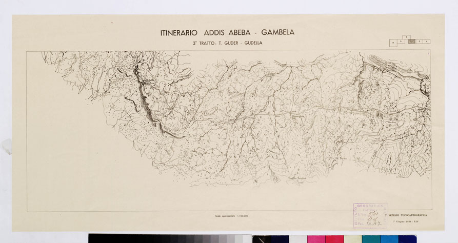 (N:11033) ITINERARIO ADDIS-ABEBA GAMBELA - 3 TRATTO:T GUDER-GUDELLA (B0009371) Carte e stampe antiche: riproduzione a colori su carta (formato A2)