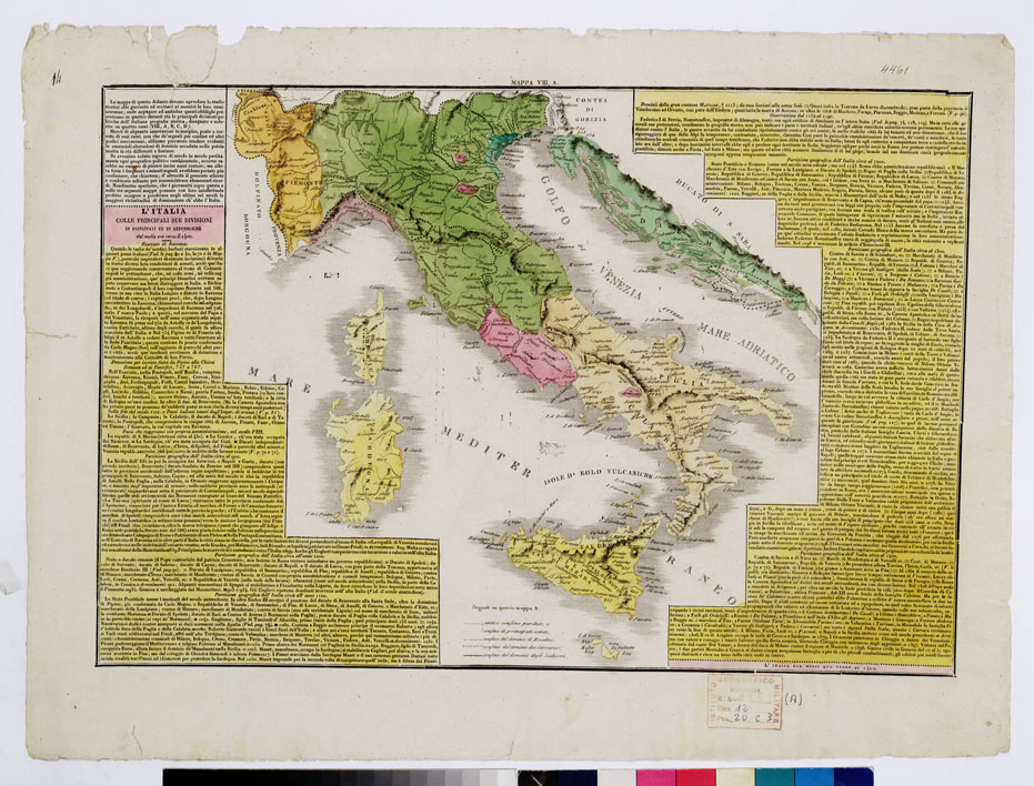 (N:11131) L'ITALIA DAL 1400 AL SECOLO XIX - Tavola A (B0009395) Carte e stampe antiche: riproduzione a colori su carta (formato A2)