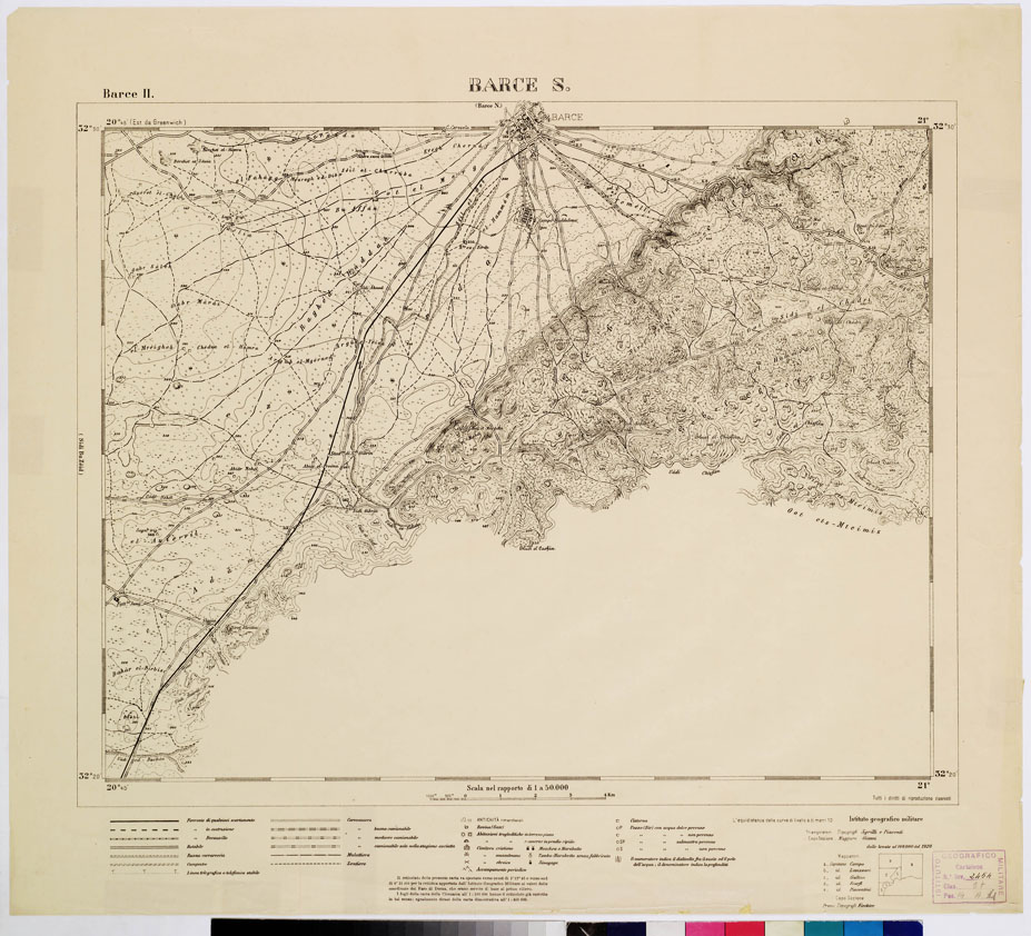 (N:7421) CARTA DELLA CIRENAICA AL 1:50.000 - BARCE II - Barce S. (B0009580) Carte e stampe antiche: riproduzione a colori su carta (formato A2)