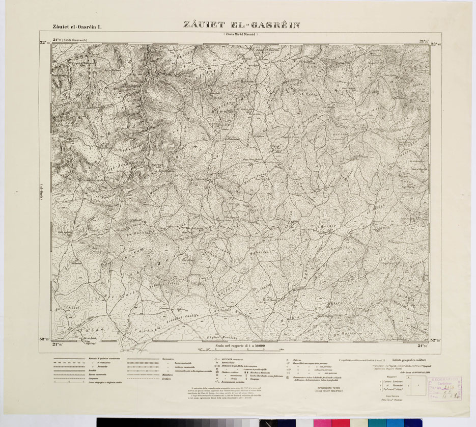 (N:7444) CARTA DELLA CIRENAICA AL 1:50.000 - ZAUIET EL-GASREIN I - Zauiet El-Gasrein (B0009587) Carte e stampe antiche: riproduzione a colori su carta (formato A2)