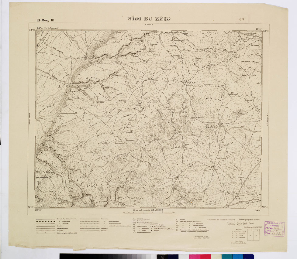 (N:7438) CARTA DELLA CIRENAICA AL 1:50.000 - EL-MERG III - Sidi Bu Zeid (B0009593) Carte e stampe antiche: riproduzione a colori su carta (formato A2)