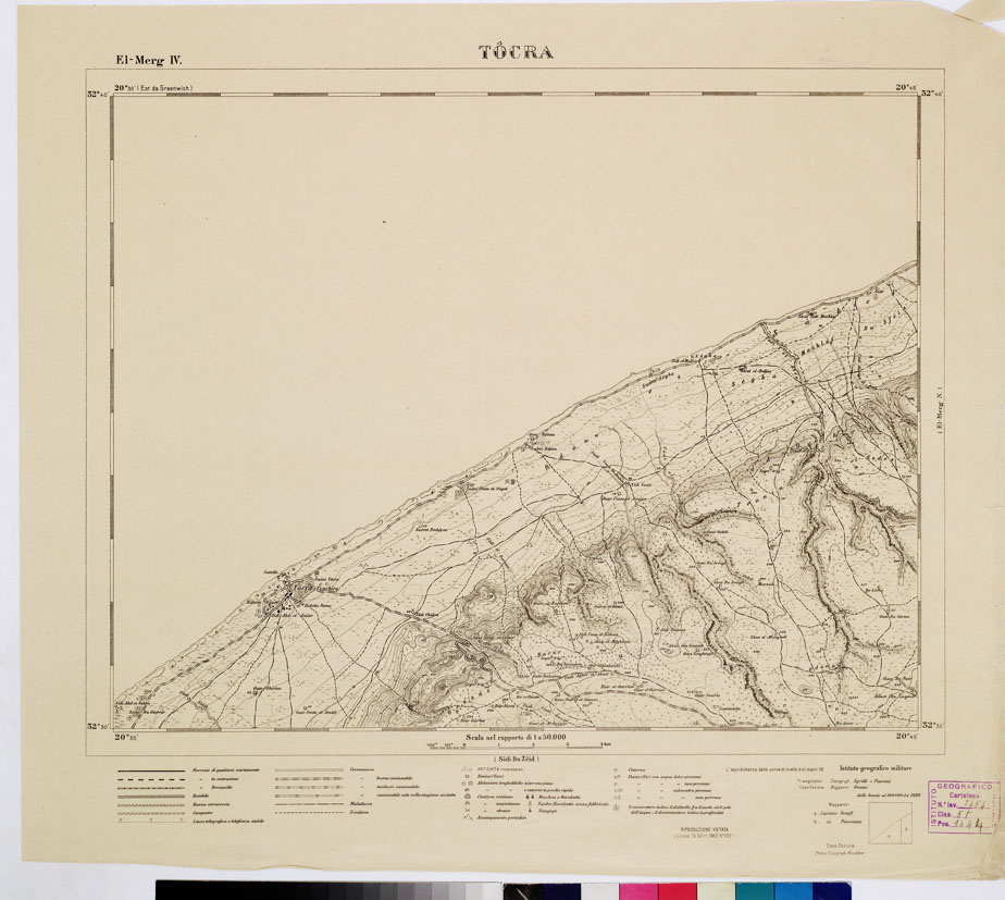 (N:7439) CARTA DELLA CIRENAICA AL 1:50.000 - EL-MERG IV - Tocra (B0009594) Carte e stampe antiche: riproduzione a colori su carta (formato A2)