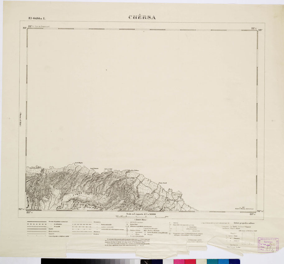 (N:7432) CARTA DELLA CIRENAICA AL 1:50.000 - EL-GUBBA I - Chersa (B0009595) Carte e stampe antiche: riproduzione a colori su carta (formato A2)